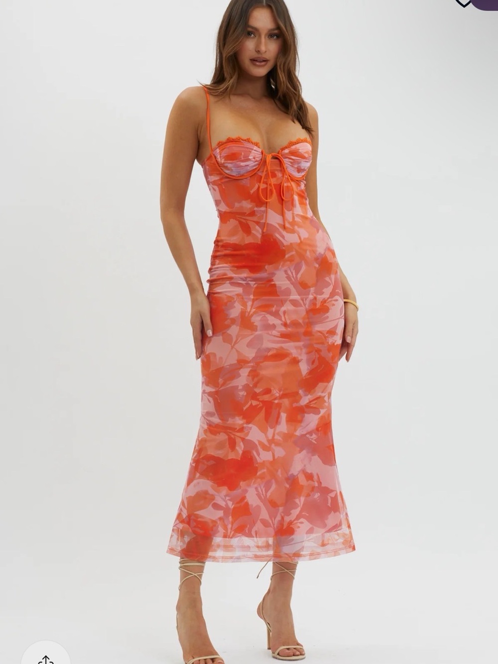 Selfie Leslie Orange & Pink Floral Maxi Dress